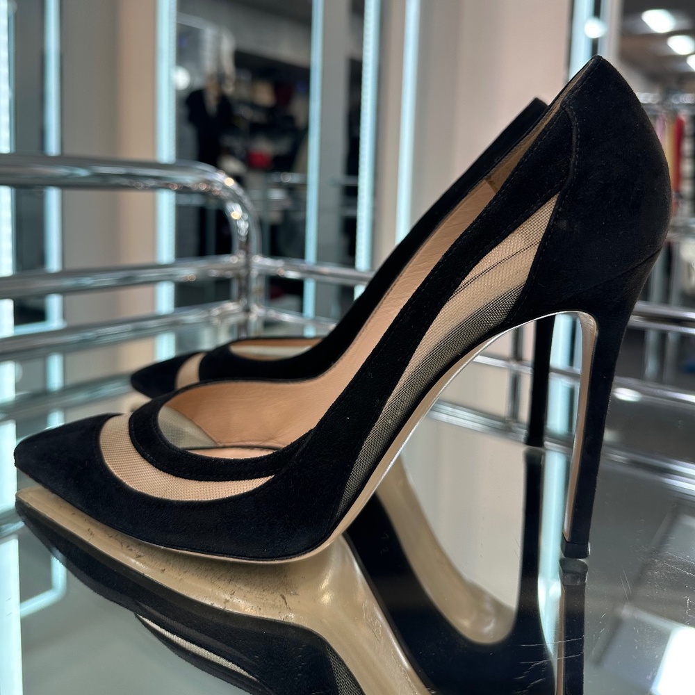 Gianvito Rossi suede and mesh pointed toe heel - Picture 2 of 9